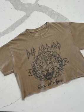 Def Leppard Graphic Crop Tee The Vinyl Icons Size Small Vintage Style Raw Hem